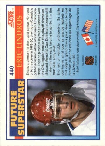 1990 Score #440 Eric Lindros (Future Superstar) (back)